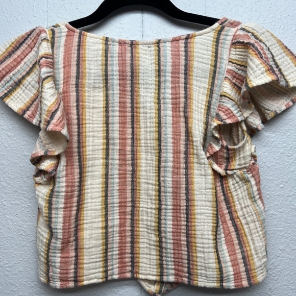 American Eagle Flutter Sleeve Gauzy Coquette Cottagecore Cropped Womens Top XS - Picture 4 of 9